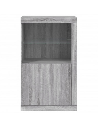 Armadietto con Luci LED Grigio Sonoma in Legno Multistrato