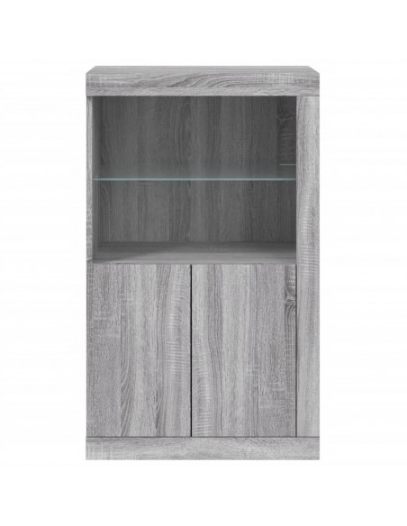 Armadietto con Luci LED Grigio Sonoma in Legno Multistrato