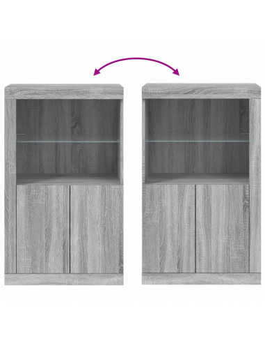 Armadietto con Luci LED Grigio Sonoma in Legno Multistrato