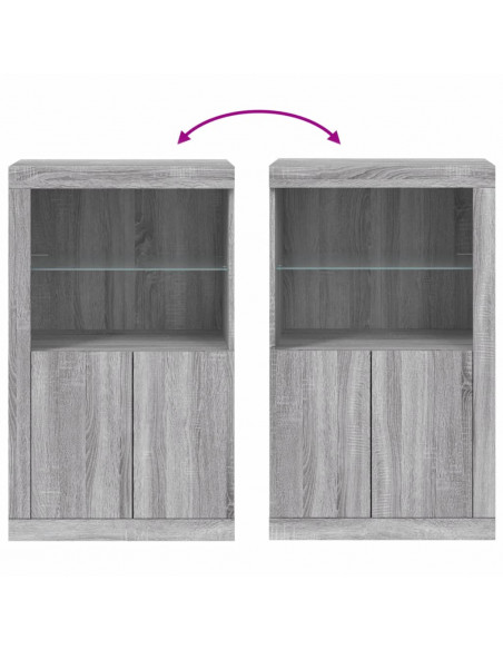 Armadietto con Luci LED Grigio Sonoma in Legno Multistrato