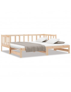 Divano Letto con Letto Estraibile 90x200cm Legno Massello Pino 2