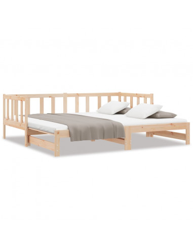Divano Letto con Letto Estraibile 90x200cm Legno Massello Pino
