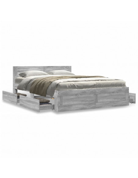 Giroletto Testiera Grigio Sonoma 120x200 cm Legno Multistrato