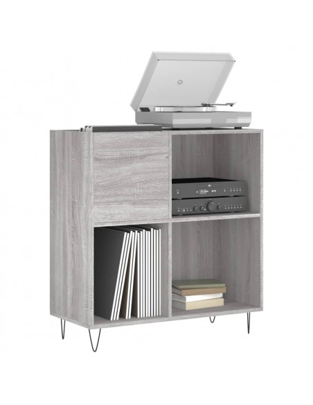 Mobile Porta Dischi Grigio Sonoma 84,5x38x89 Legno Multistrato