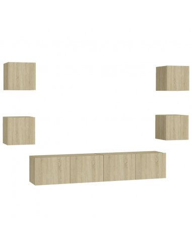 Set di Mobili TV 6 pz Rovere Sonoma in Legno Multistrato