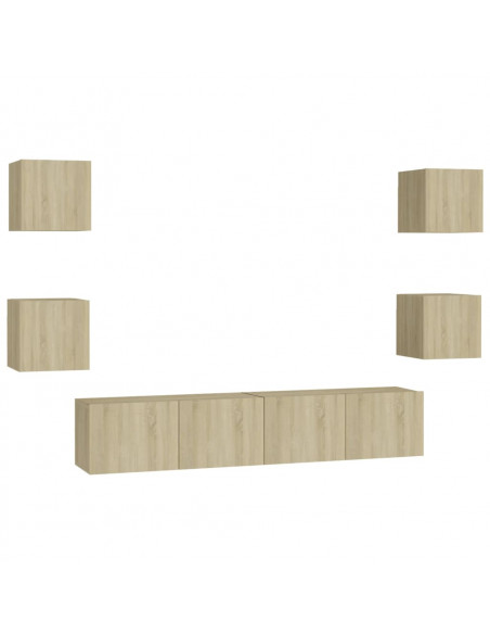 Set di Mobili TV 6 pz Rovere Sonoma in Legno Multistrato