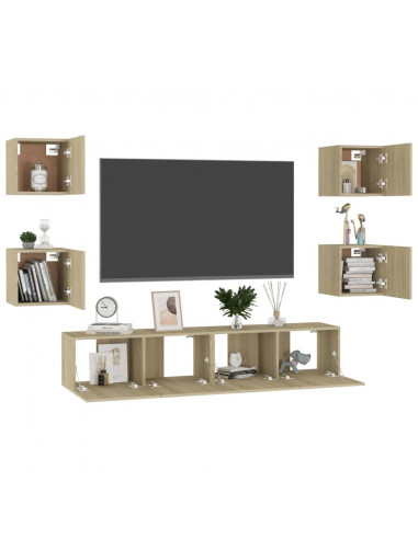 Set di Mobili TV 6 pz Rovere Sonoma in Legno Multistrato