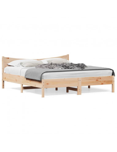 Giroletto con Testiera 200x200 cm in Legno Massello di Pino