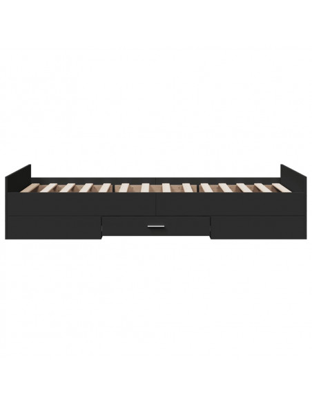 Giroletto con Cassetti Nero 75x190 cm in Legno Multistrato