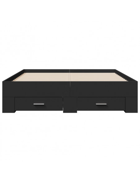 Giroletto con Cassetti Nero 140x190 cm in Legno Multistrato