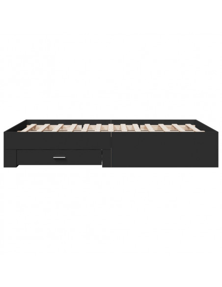 Giroletto con Cassetti Nero 140x190 cm in Legno Multistrato