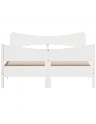 Giroletto con Testiera Bianco 150x200 cm Legno Massello di Pino