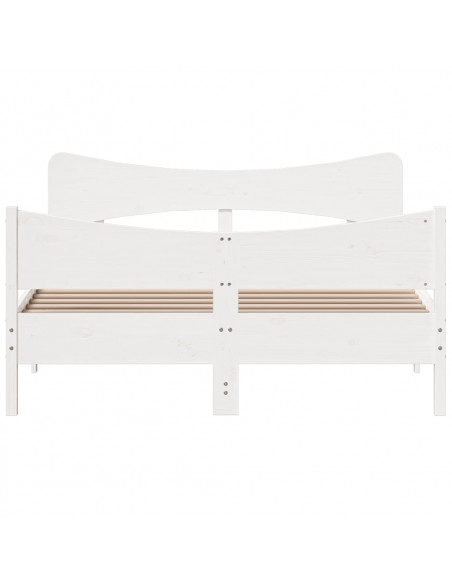 Giroletto con Testiera Bianco 150x200 cm Legno Massello di Pino
