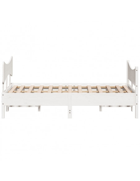Giroletto con Testiera Bianco 150x200 cm Legno Massello di Pino