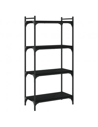 Libreria a 4 Ripiani Nera 60x30x120 cm in Legno Multistrato