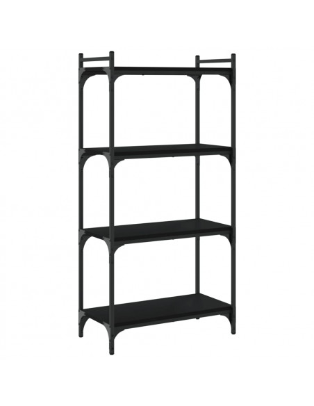 Libreria a 4 Ripiani Nera 60x30x120 cm in Legno Multistrato