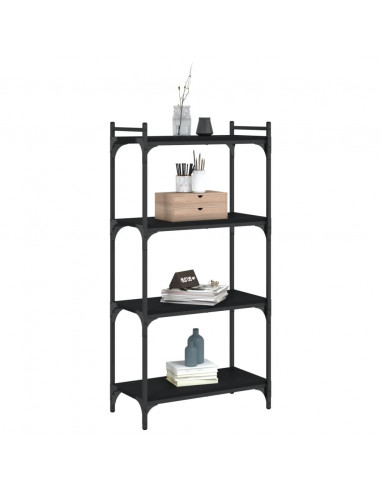 Libreria a 4 Ripiani Nera 60x30x120 cm in Legno Multistrato