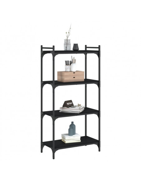Libreria a 4 Ripiani Nera 60x30x120 cm in Legno Multistrato
