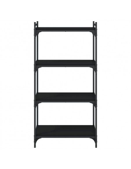 Libreria a 4 Ripiani Nera 60x30x120 cm in Legno Multistrato