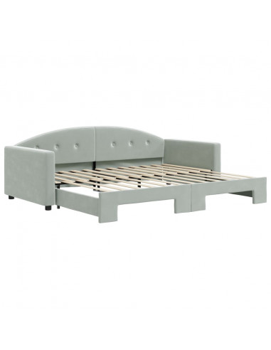 Divano Letto con Letto Estraibile Grigio Chiaro 90x200 Velluto