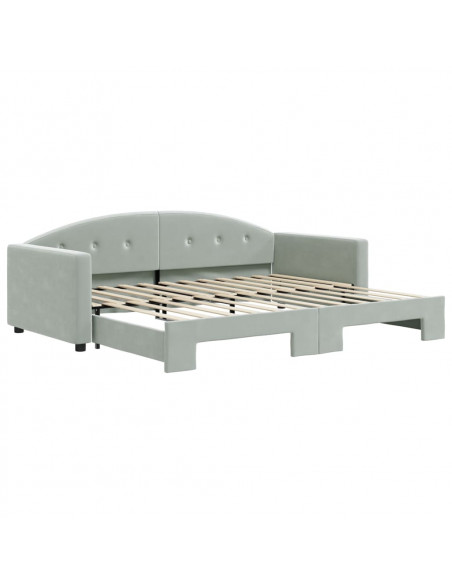 Divano Letto con Letto Estraibile Grigio Chiaro 90x200 Velluto