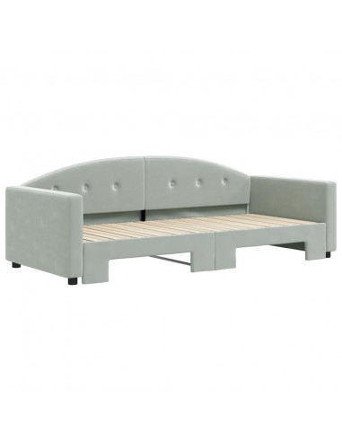 Divano Letto con Letto Estraibile Grigio Chiaro 90x200 Velluto