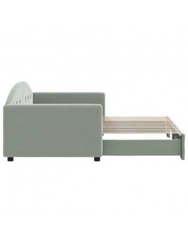 Divano Letto con Letto Estraibile Grigio Chiaro 90x200 Velluto