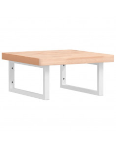 Ripiano a Parete per Lavabo in Acciaio e Massello di Faggio 2