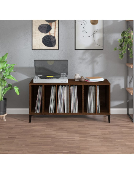 Mobile Porta Dischi Rovere Marrone 100x38x48 Legno Multistrato