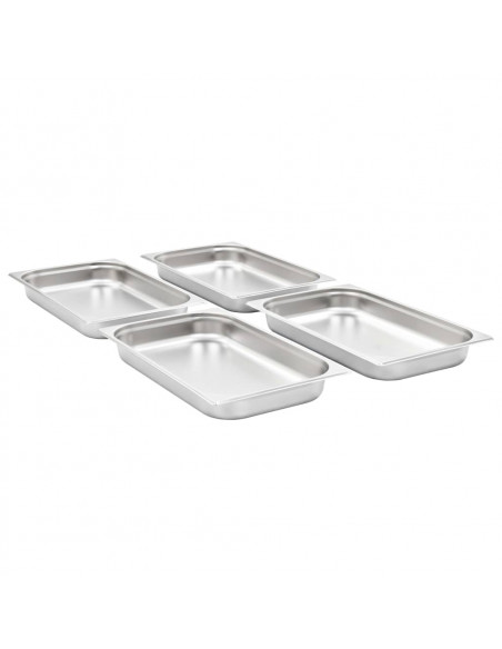 Contenitori Gastronorm 4 pz GN 1/1 65 mm in Acciaio Inox