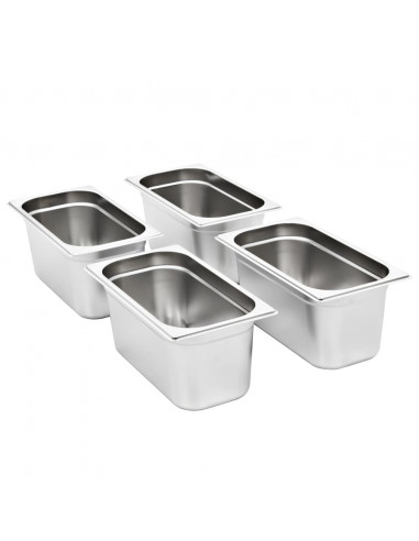 Contenitori Gastronorm 4 pz GN 1/3 150 mm in Acciaio Inox