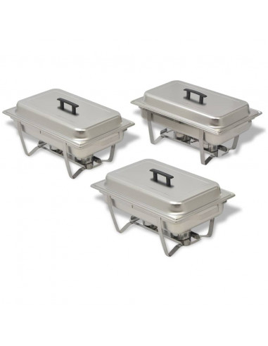 Set 3 pz Teglie Scaldavivande in Acciaio Inossidabile