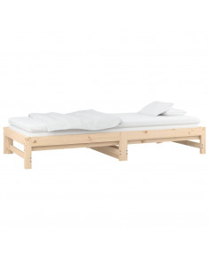 Dormeuse Estraibile 2x(90x200) cm Legno Massello di Pino 2
