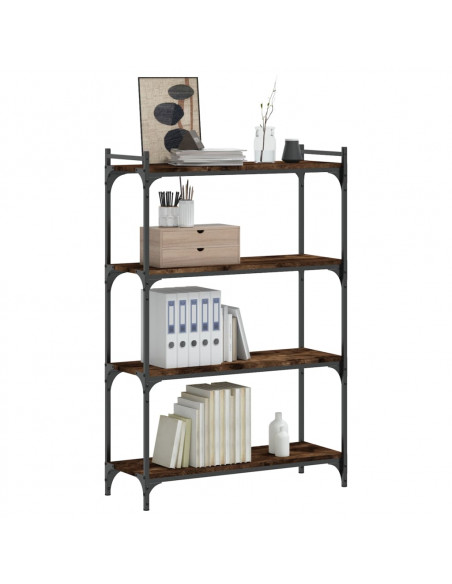 Libreria a 4 Ripiani Rovere Fumo 80x30x120 cm Legno Multistrato