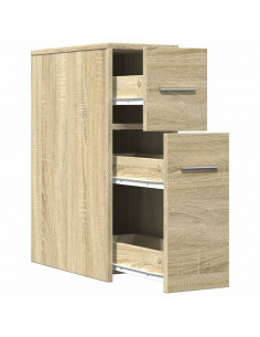 Armadietto da Bagno Stretto con Ruote Rovere Sonoma Truciolato 2