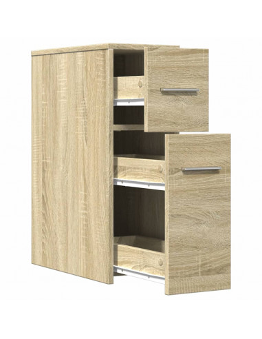 Armadietto da Bagno Stretto con Ruote Rovere Sonoma Truciolato