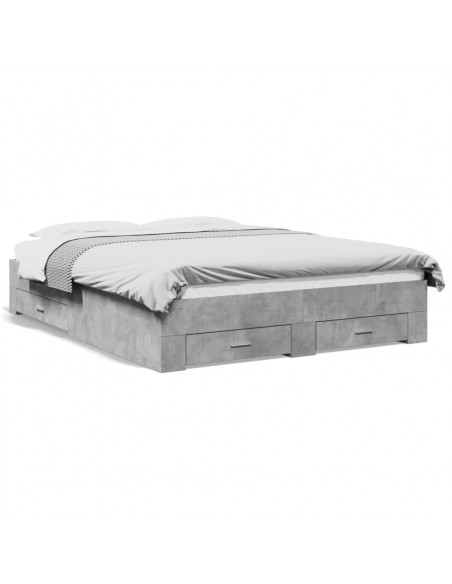 Giroletto Cassetti Grigio Cemento 140x200 cm Legno Multistrato