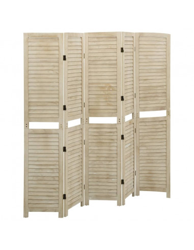 Divisorio a 5 Pannelli 175 x 165 cm Legno Massello di Paulownia