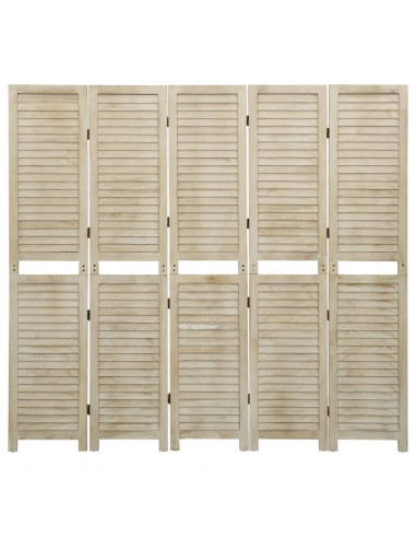 Divisorio a 5 Pannelli 175 x 165 cm Legno Massello di Paulownia