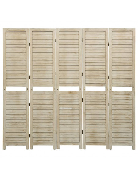 Divisorio a 5 Pannelli 175 x 165 cm Legno Massello di Paulownia