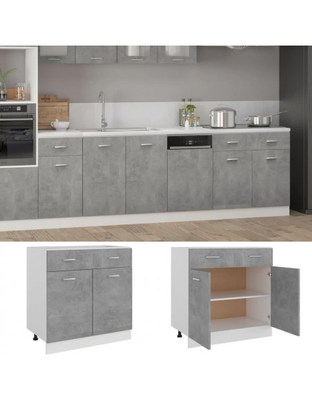 Armadio Inferiore Cassetto Grigio Cemento 80x46x81,5Multistrato