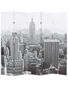 Paravento Pieghevole 200x170 cm Stampa New York Bianco e Nero 2