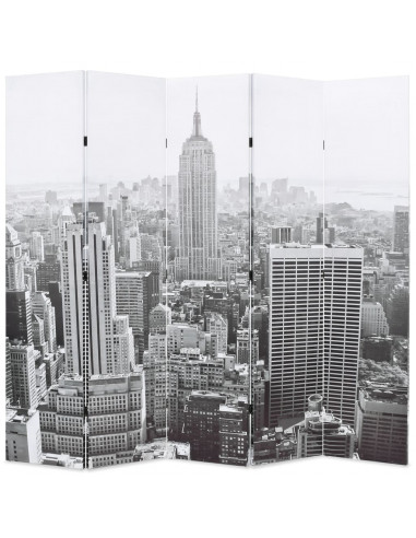 Paravento Pieghevole 200x170 cm Stampa New York Bianco e Nero
