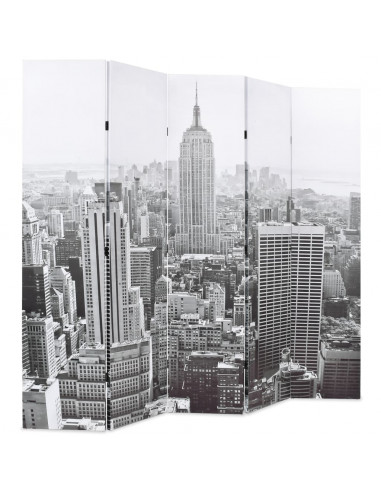Paravento Pieghevole 200x170 cm Stampa New York Bianco e Nero