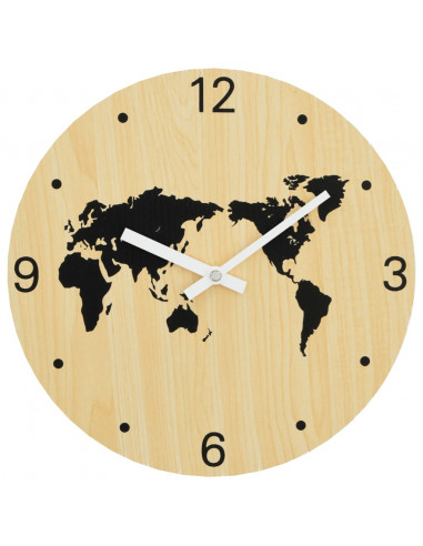 Orologio a Parete Giallo e Nero Ø30 cm in Legno Multistrato