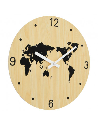 Orologio a Parete Giallo e Nero Ø30 cm in Legno Multistrato