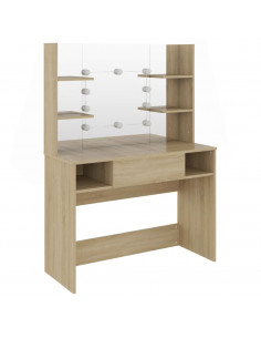 Toeletta con Luci LED 100x40x135 cm in MDF Rovere 2