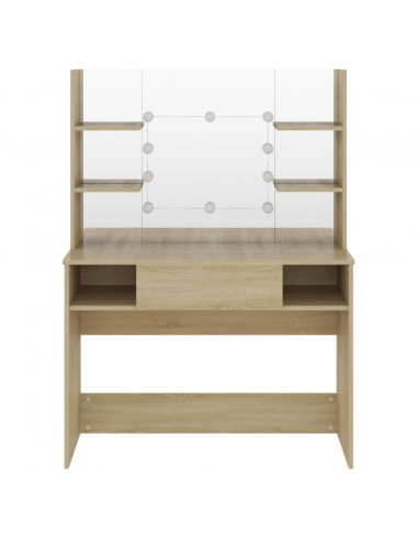 Toeletta con Luci LED 100x40x135 cm in MDF Rovere