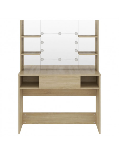 Toeletta con Luci LED 100x40x135 cm in MDF Rovere
