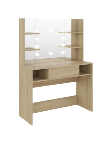 Toeletta con Luci LED 100x40x135 cm in MDF Rovere